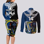 custom-panthers-and-cowboys-rugby-couples-matching-long-sleeve-bodycon-dress-and-long-sleeve-button-shirts-aboriginal-version