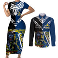 custom-panthers-and-cowboys-rugby-couples-matching-short-sleeve-bodycon-dress-and-long-sleeve-button-shirts-aboriginal-version
