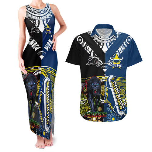 custom-panthers-and-cowboys-rugby-couples-matching-tank-maxi-dress-and-hawaiian-shirt-aboriginal-version