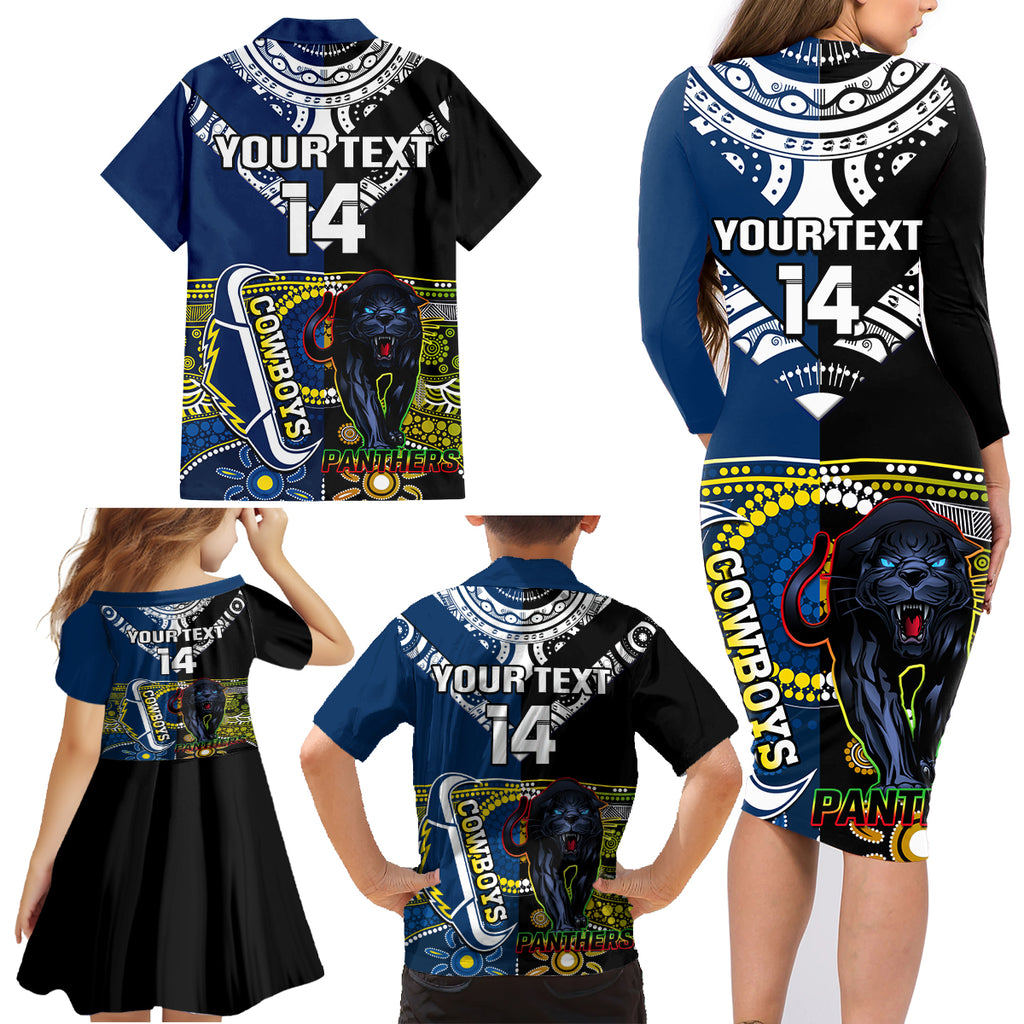 custom-panthers-and-cowboys-rugby-family-matching-long-sleeve-bodycon-dress-and-hawaiian-shirt-aboriginal-version