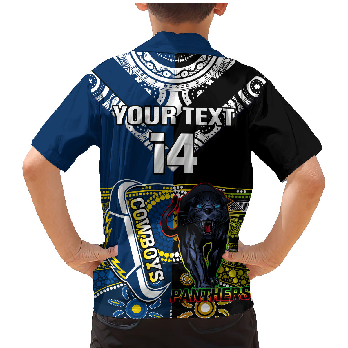 custom-panthers-and-cowboys-rugby-family-matching-mermaid-dress-and-hawaiian-shirt-aboriginal-version