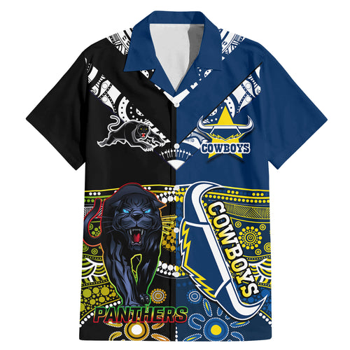 custom-panthers-and-cowboys-rugby-family-matching-mermaid-dress-and-hawaiian-shirt-aboriginal-version