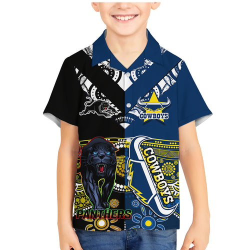 custom-panthers-and-cowboys-rugby-family-matching-mermaid-dress-and-hawaiian-shirt-aboriginal-version