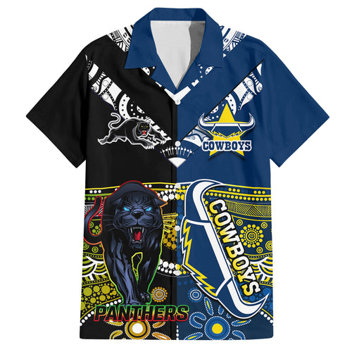 custom-panthers-and-cowboys-rugby-family-matching-off-shoulder-short-dress-and-hawaiian-shirt-aboriginal-version