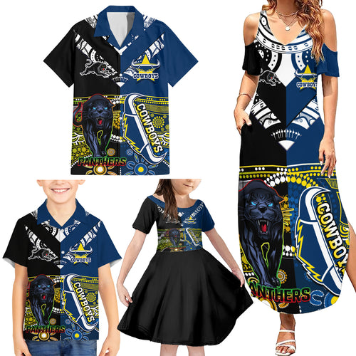 custom-panthers-and-cowboys-rugby-family-matching-summer-maxi-dress-and-hawaiian-shirt-aboriginal-version
