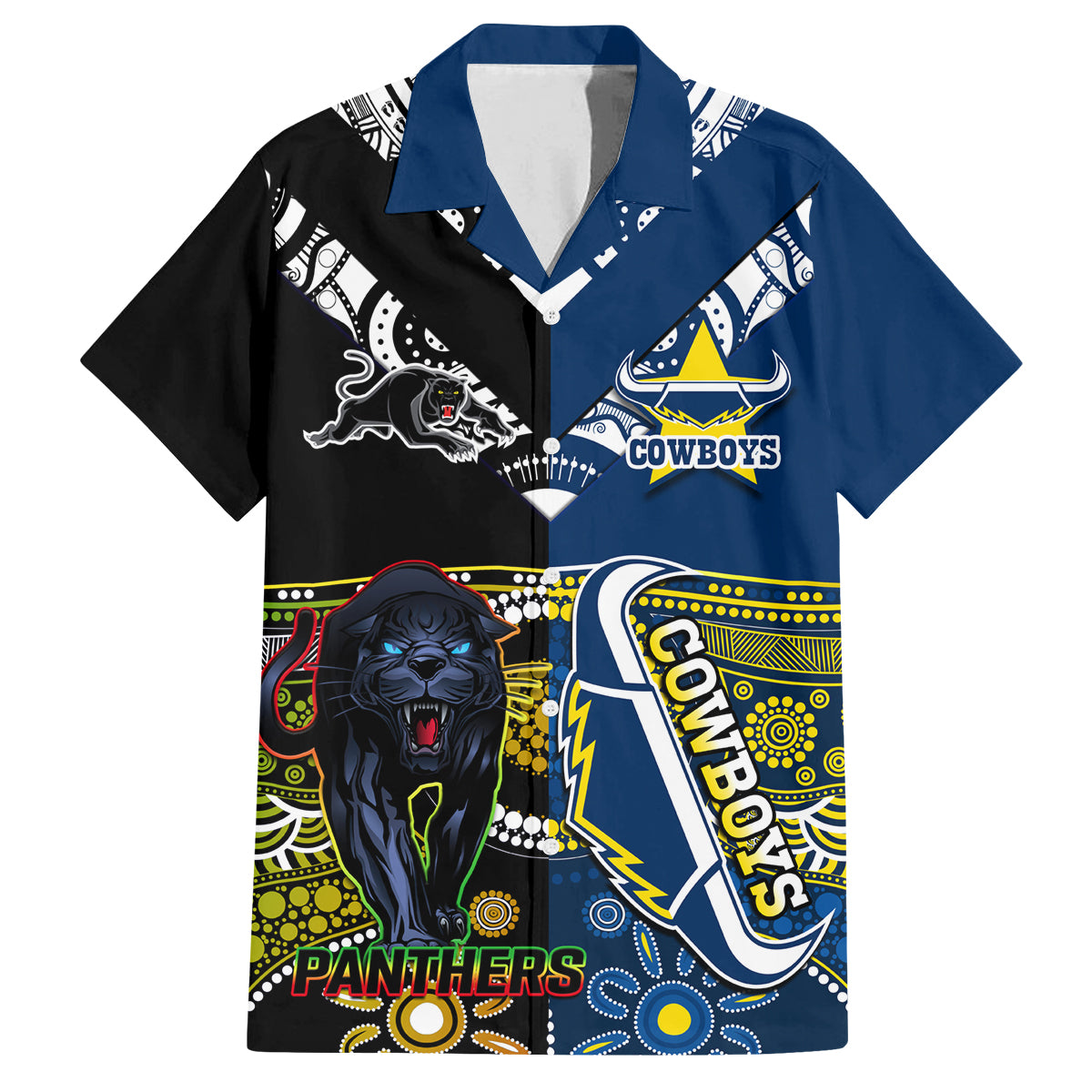 custom-panthers-and-cowboys-rugby-family-matching-summer-maxi-dress-and-hawaiian-shirt-aboriginal-version