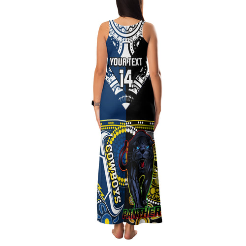 custom-panthers-and-cowboys-rugby-family-matching-tank-maxi-dress-and-hawaiian-shirt-aboriginal-version