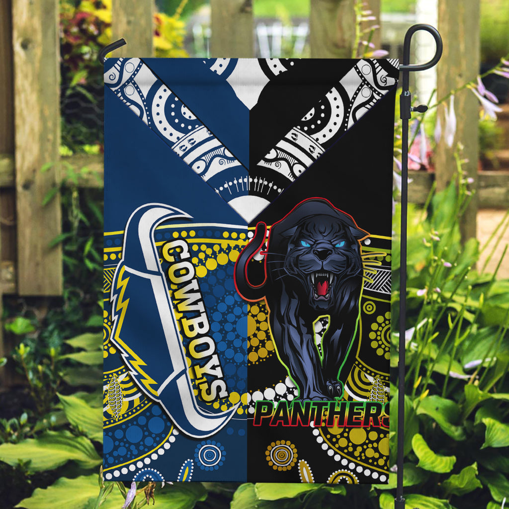 custom-panthers-and-cowboys-rugby-garden-flag-aboriginal-version