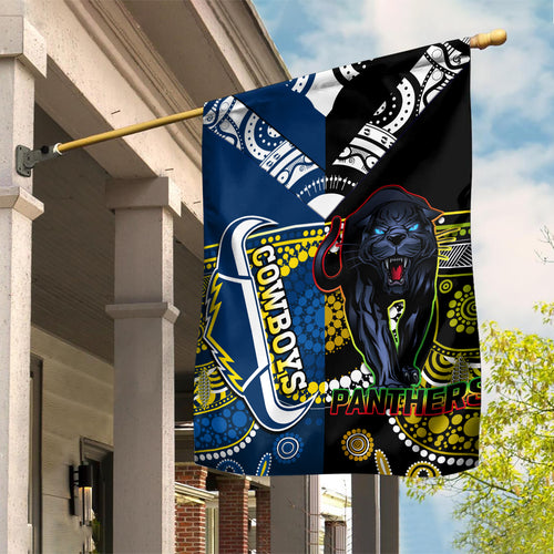 custom-panthers-and-cowboys-rugby-garden-flag-aboriginal-version