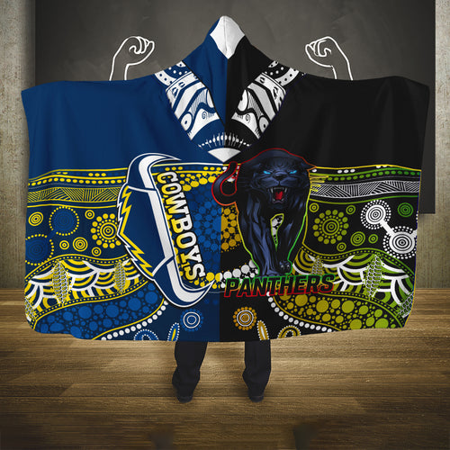 custom-panthers-and-cowboys-rugby-hooded-blanket-aboriginal-version