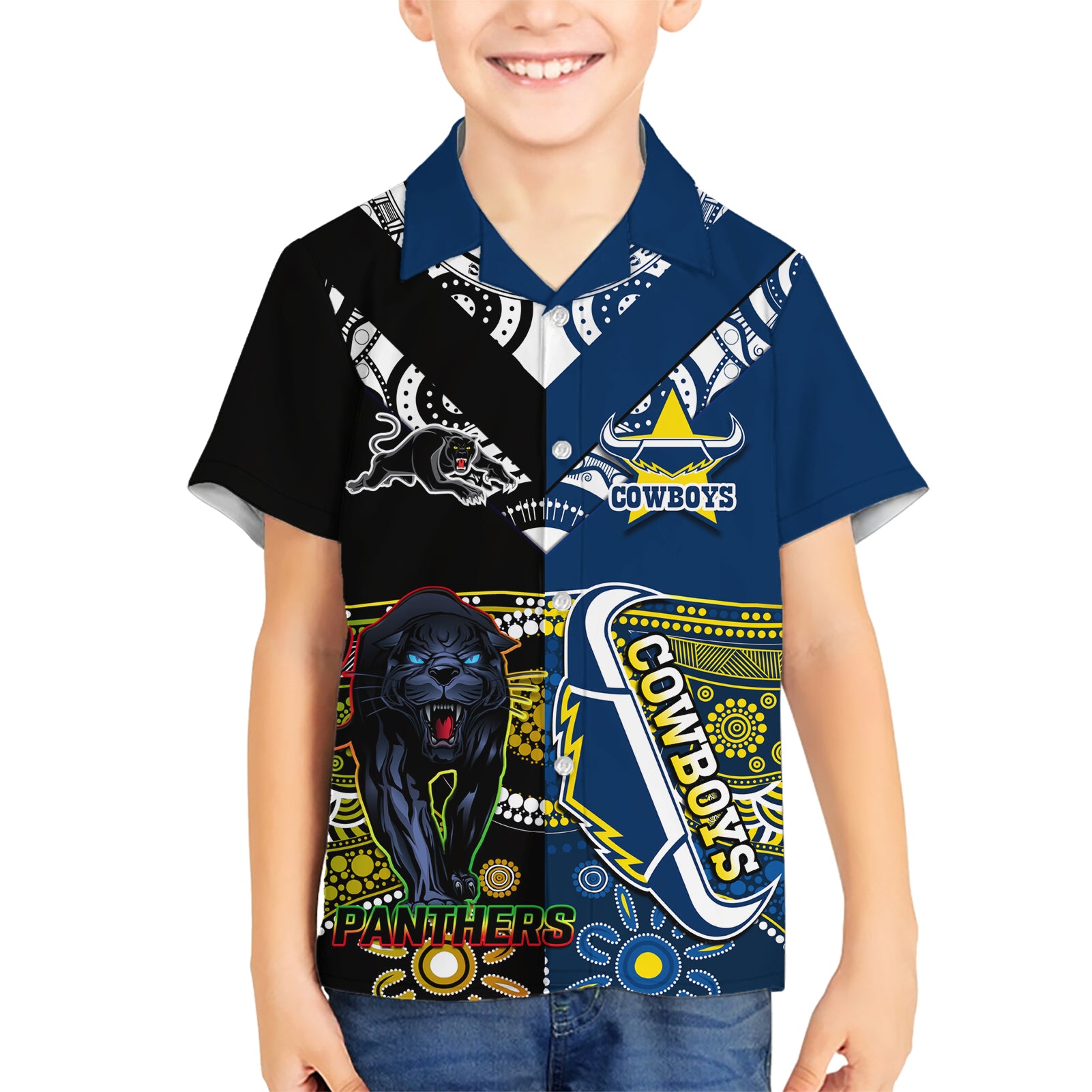 custom-panthers-and-cowboys-rugby-kid-hawaiian-shirt-aboriginal-version