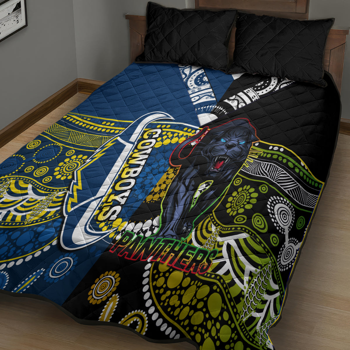 custom-panthers-and-cowboys-rugby-quilt-bed-set-aboriginal-version