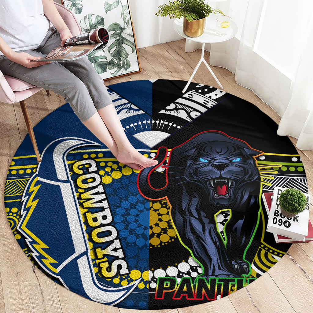 custom-panthers-and-cowboys-rugby-round-carpet-aboriginal-version