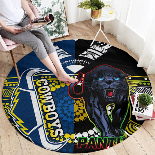 custom-panthers-and-cowboys-rugby-round-carpet-aboriginal-version