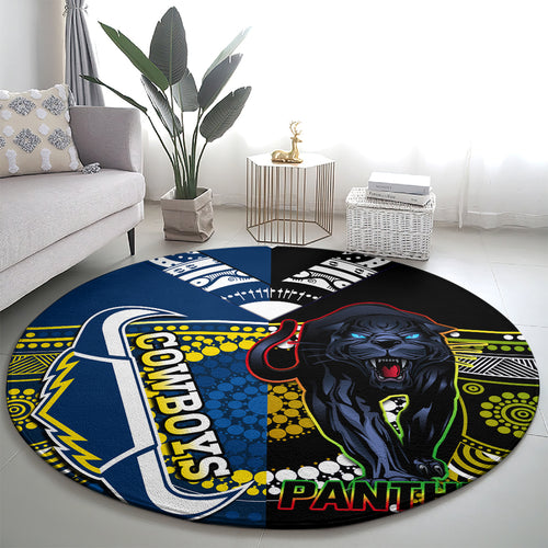 custom-panthers-and-cowboys-rugby-round-carpet-aboriginal-version