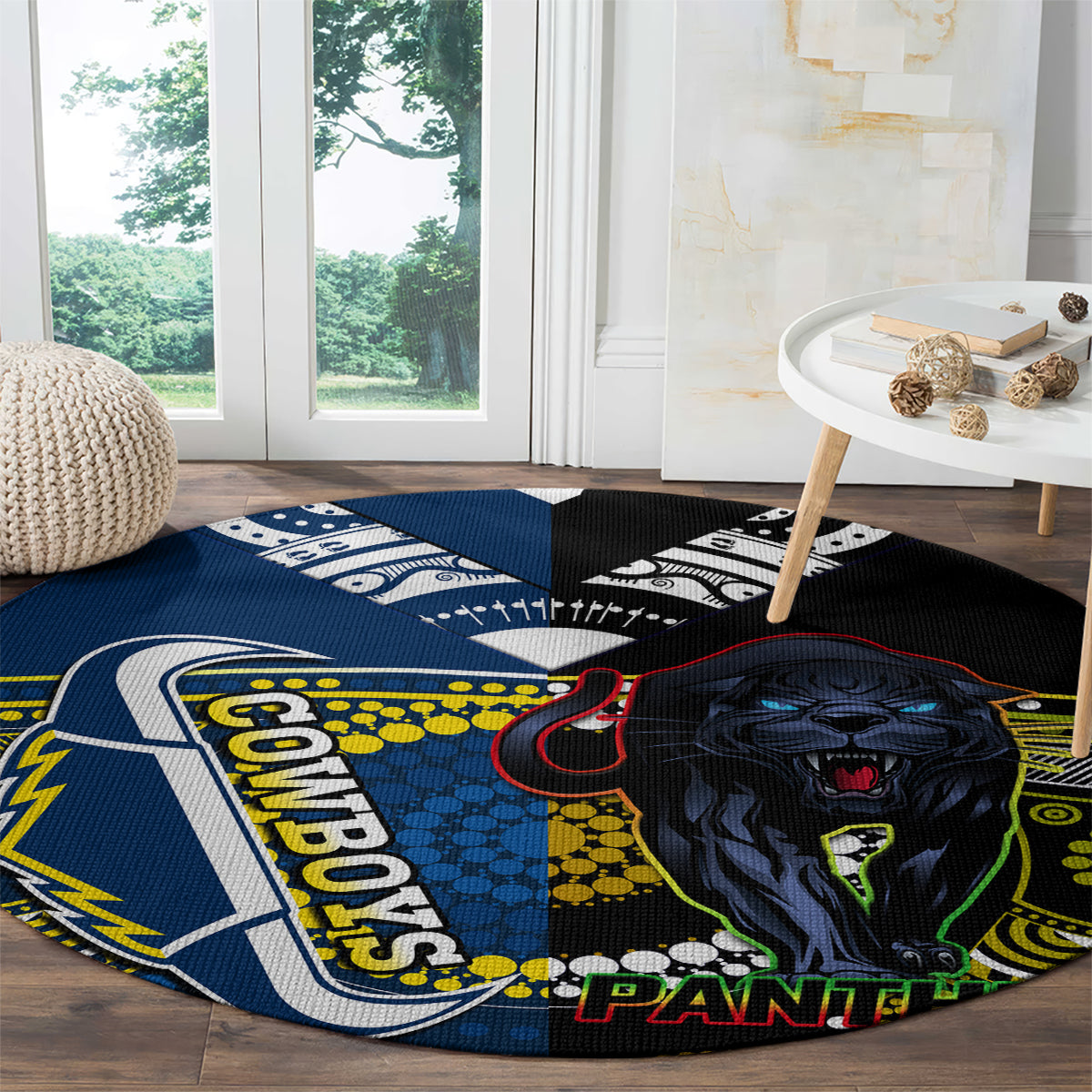custom-panthers-and-cowboys-rugby-round-carpet-aboriginal-version