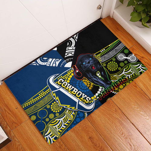 custom-panthers-and-cowboys-rugby-rubber-doormat-aboriginal-version