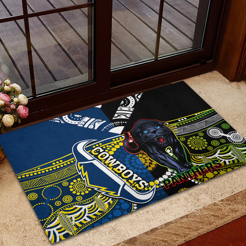 custom-panthers-and-cowboys-rugby-rubber-doormat-aboriginal-version