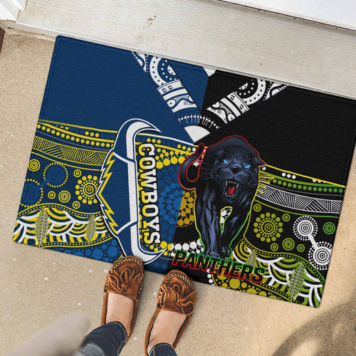 custom-panthers-and-cowboys-rugby-rubber-doormat-aboriginal-version