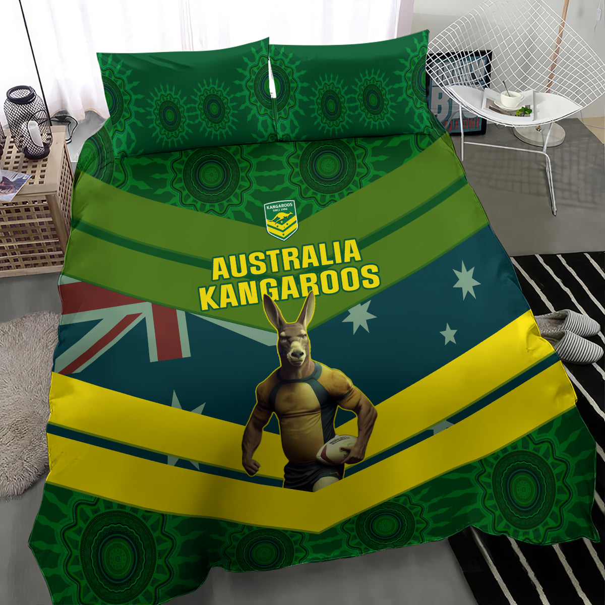custom-australia-rugby-bedding-set-pacific-2023-go-aussie-kangaroos