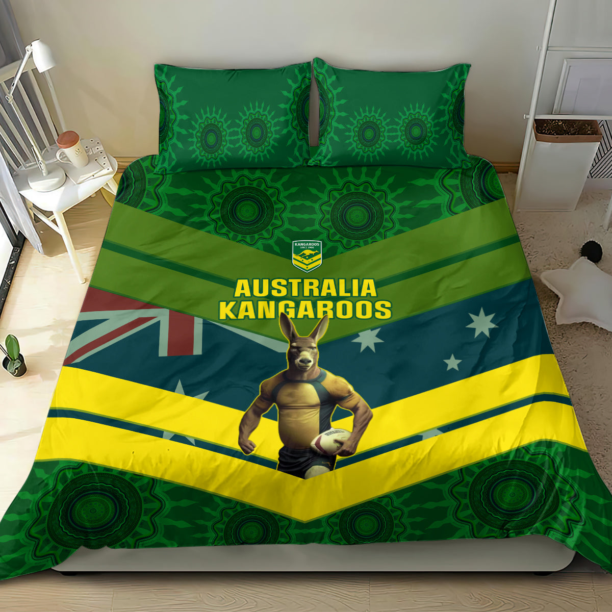 custom-australia-rugby-bedding-set-pacific-2023-go-aussie-kangaroos