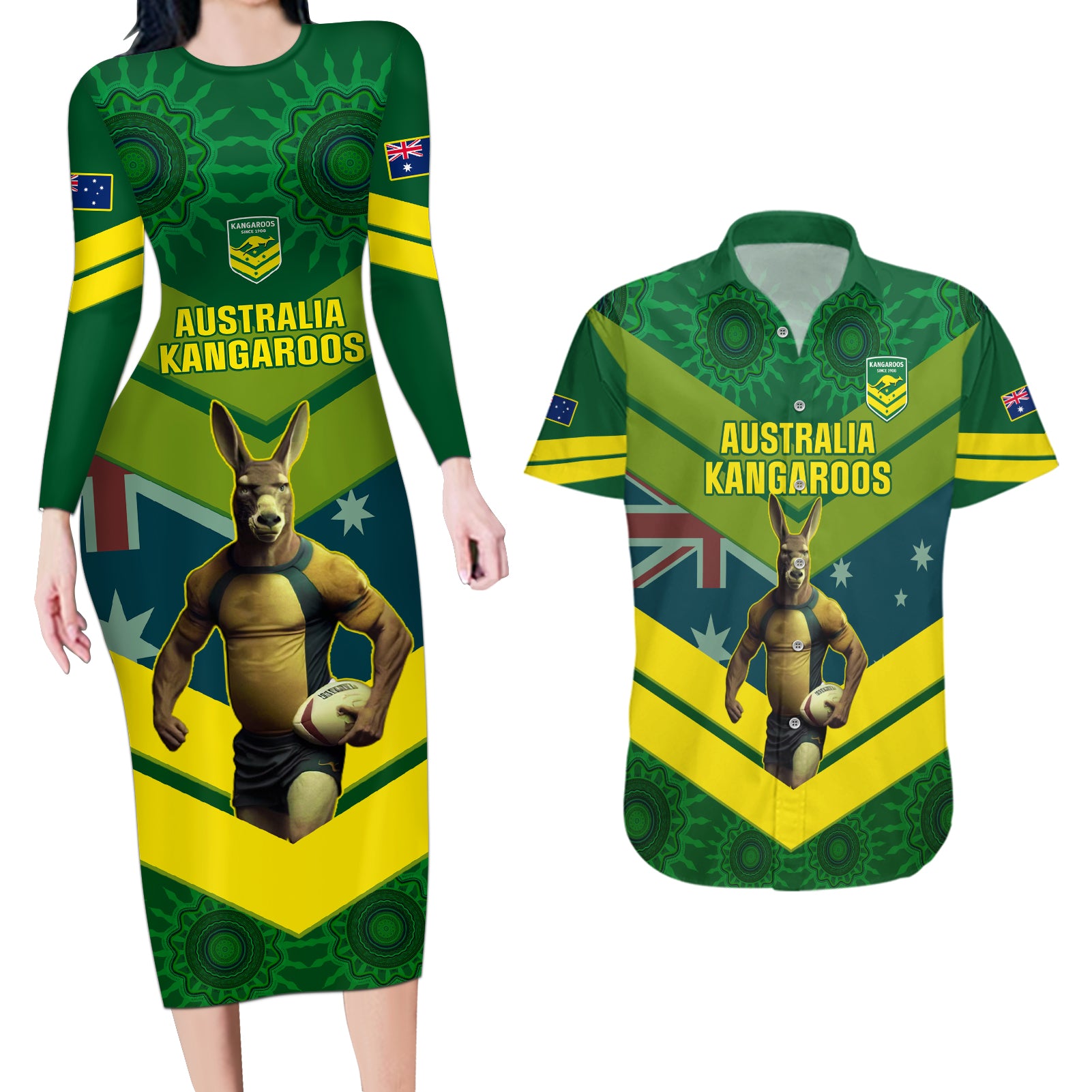 custom-australia-rugby-couples-matching-long-sleeve-bodycon-dress-and-hawaiian-shirt-pacific-2023-go-aussie-kangaroos