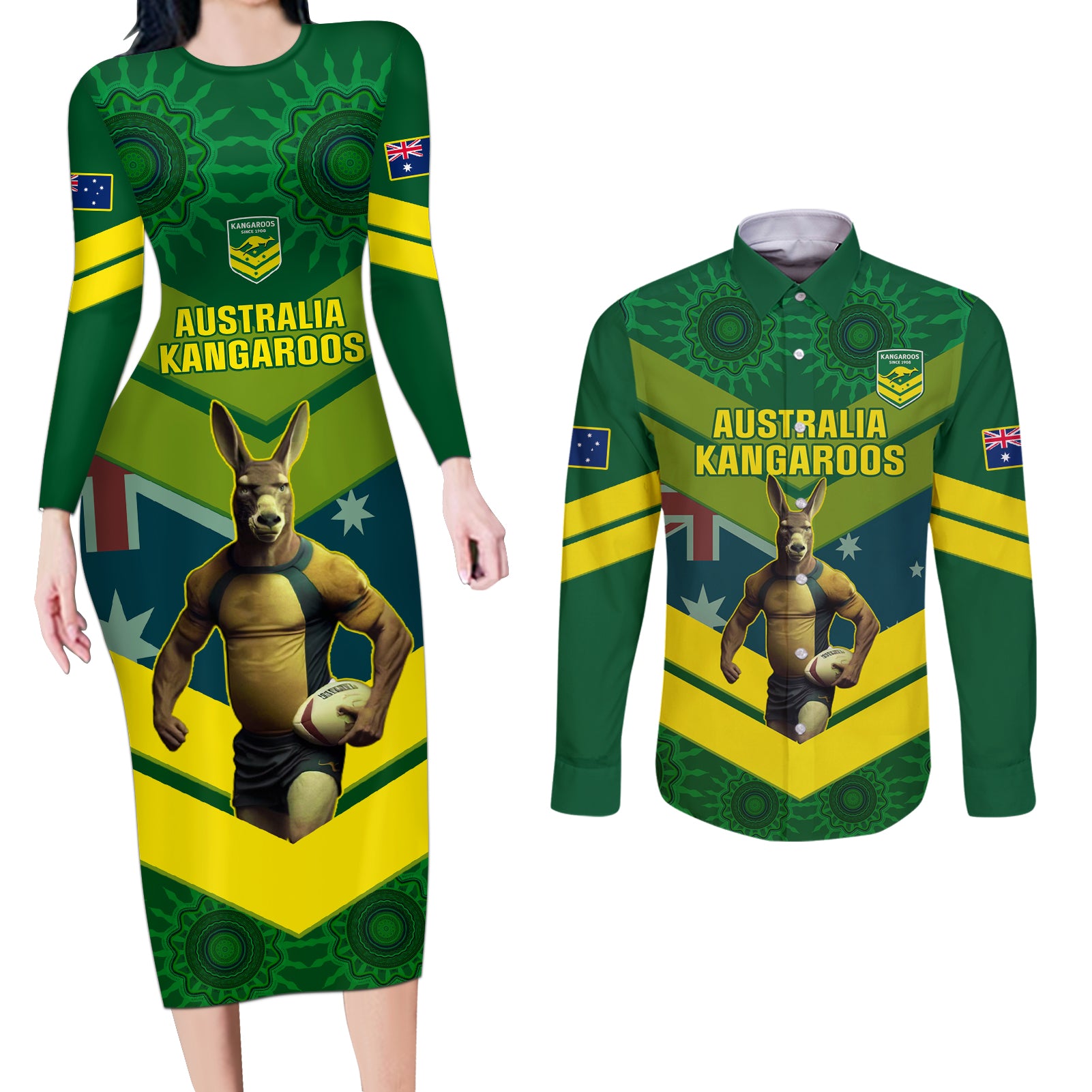 custom-australia-rugby-couples-matching-long-sleeve-bodycon-dress-and-long-sleeve-button-shirts-pacific-2023-go-aussie-kangaroos