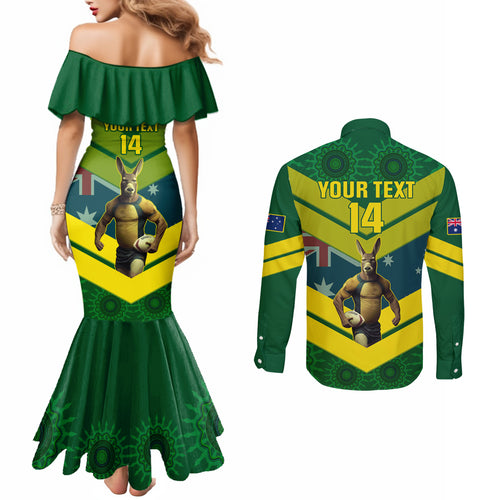 custom-australia-rugby-couples-matching-mermaid-dress-and-long-sleeve-button-shirts-pacific-2023-go-aussie-kangaroos