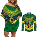custom-australia-rugby-couples-matching-off-shoulder-short-dress-and-long-sleeve-button-shirts-pacific-2023-go-aussie-kangaroos