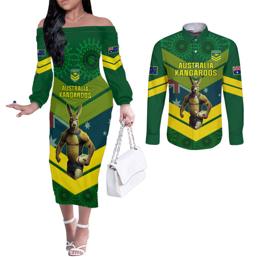 custom-australia-rugby-couples-matching-off-the-shoulder-long-sleeve-dress-and-long-sleeve-button-shirts-pacific-2023-go-aussie-kangaroos