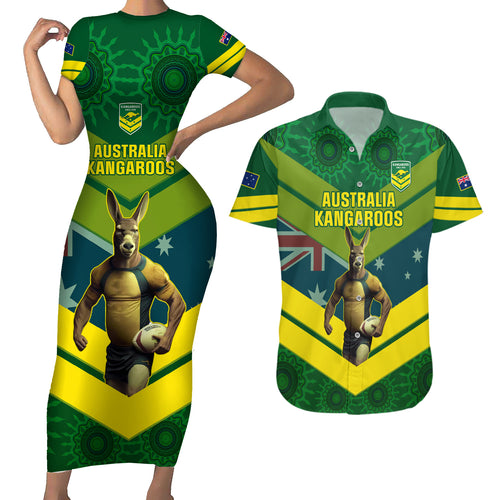 custom-australia-rugby-couples-matching-short-sleeve-bodycon-dress-and-hawaiian-shirt-pacific-2023-go-aussie-kangaroos