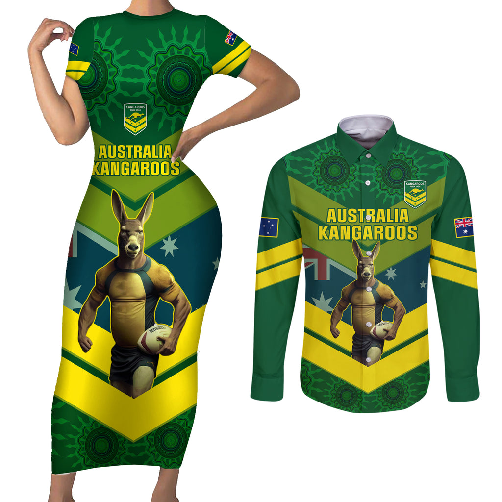 custom-australia-rugby-couples-matching-short-sleeve-bodycon-dress-and-long-sleeve-button-shirts-pacific-2023-go-aussie-kangaroos