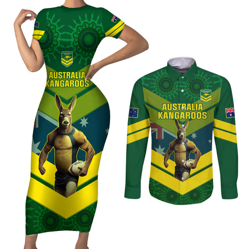 custom-australia-rugby-couples-matching-short-sleeve-bodycon-dress-and-long-sleeve-button-shirts-pacific-2023-go-aussie-kangaroos