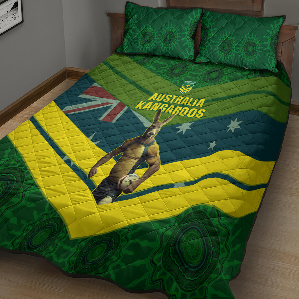 custom-australia-rugby-quilt-bed-set-pacific-2023-go-aussie-kangaroos