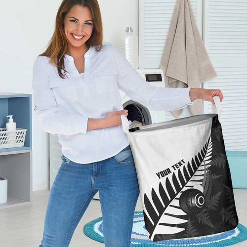 New Zealand Lawn Bowls Custom Laundry Basket Aotearoa Silver Fern - Aussie Hoodie