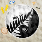 New Zealand Lawn Bowls Custom Beach Blanket Aotearoa Silver Fern - Aussie Hoodie