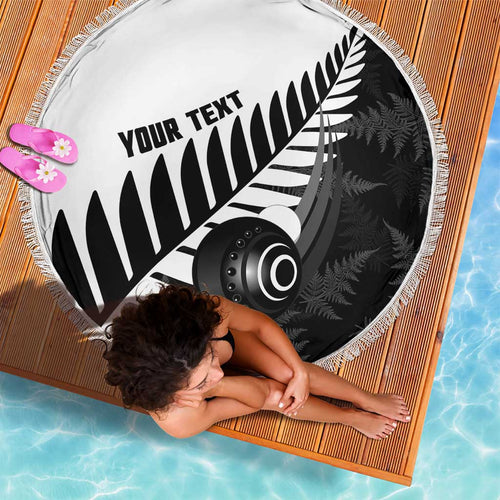 New Zealand Lawn Bowls Custom Beach Blanket Aotearoa Silver Fern - Aussie Hoodie
