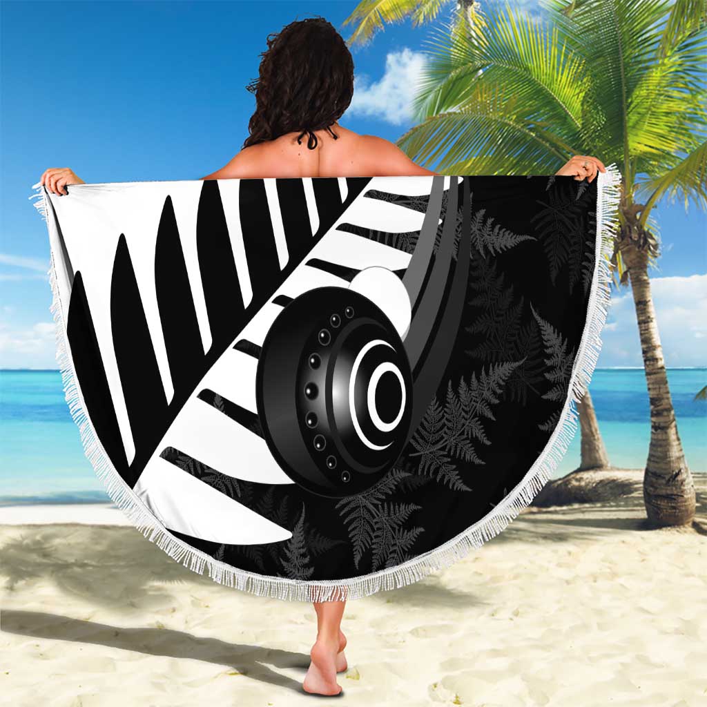 New Zealand Lawn Bowls Custom Beach Blanket Aotearoa Silver Fern - Aussie Hoodie