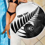 New Zealand Lawn Bowls Custom Beach Blanket Aotearoa Silver Fern - Aussie Hoodie