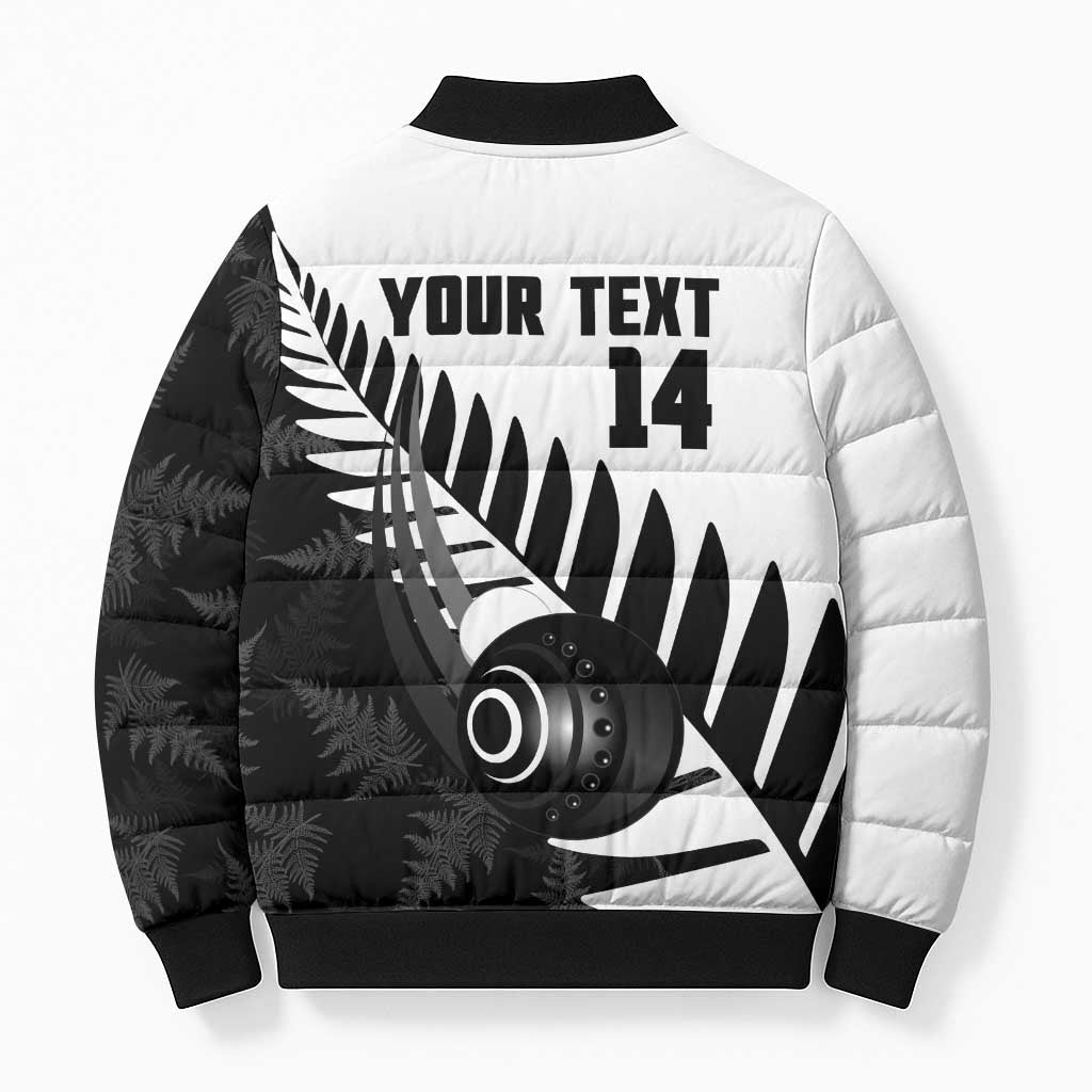 New Zealand Lawn Bowls Custom Bomber Puffer Jacket Aotearoa Silver Fern - Aussie Hoodie