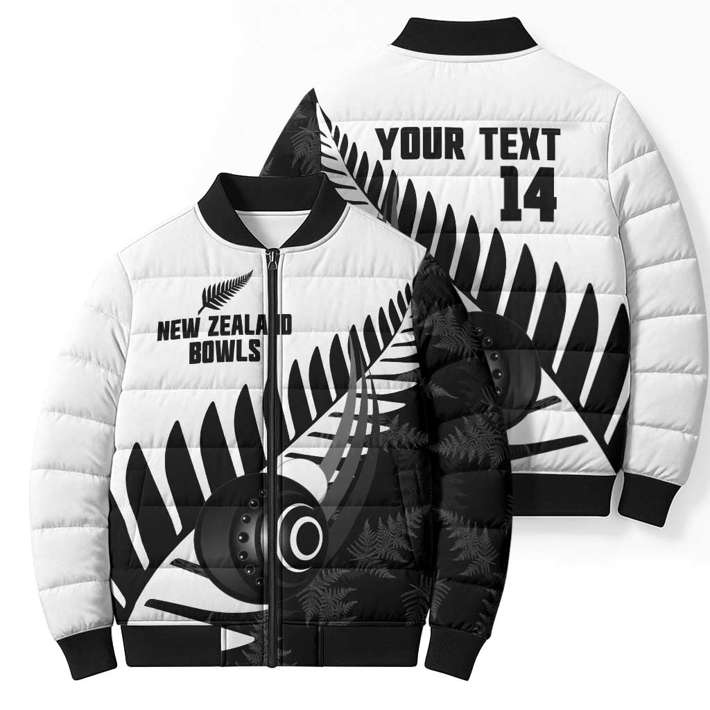 New Zealand Lawn Bowls Custom Bomber Puffer Jacket Aotearoa Silver Fern - Aussie Hoodie