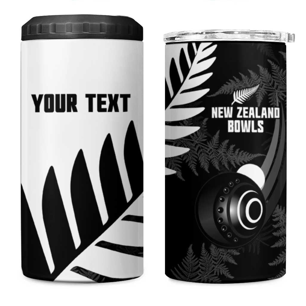 New Zealand Lawn Bowls Custom 4 in 1 Can Cooler Tumbler Aotearoa Silver Fern - Aussie Hoodie