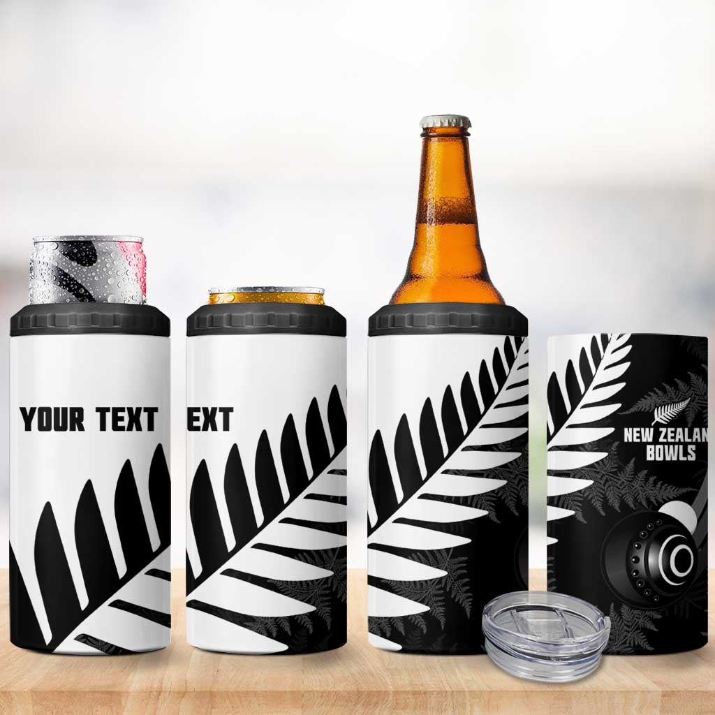 New Zealand Lawn Bowls Custom 4 in 1 Can Cooler Tumbler Aotearoa Silver Fern - Aussie Hoodie