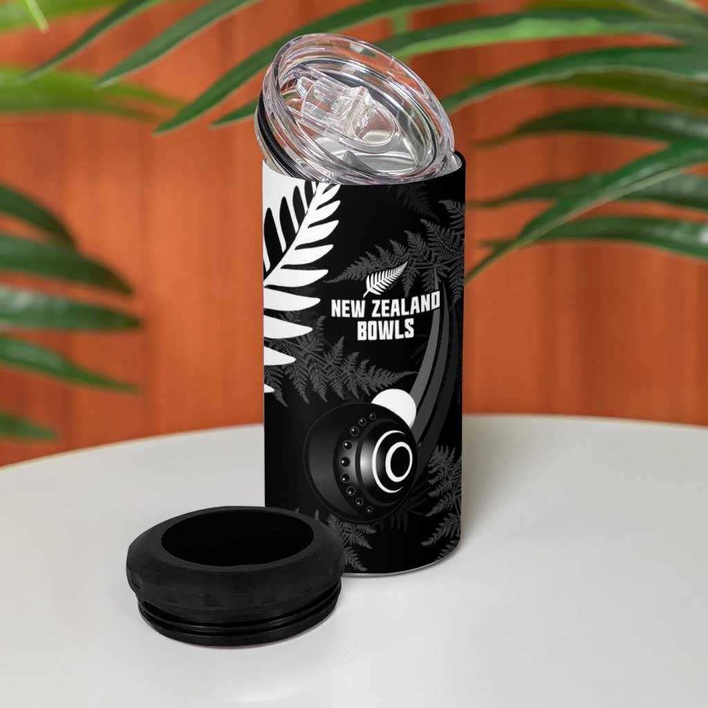New Zealand Lawn Bowls Custom 4 in 1 Can Cooler Tumbler Aotearoa Silver Fern - Aussie Hoodie