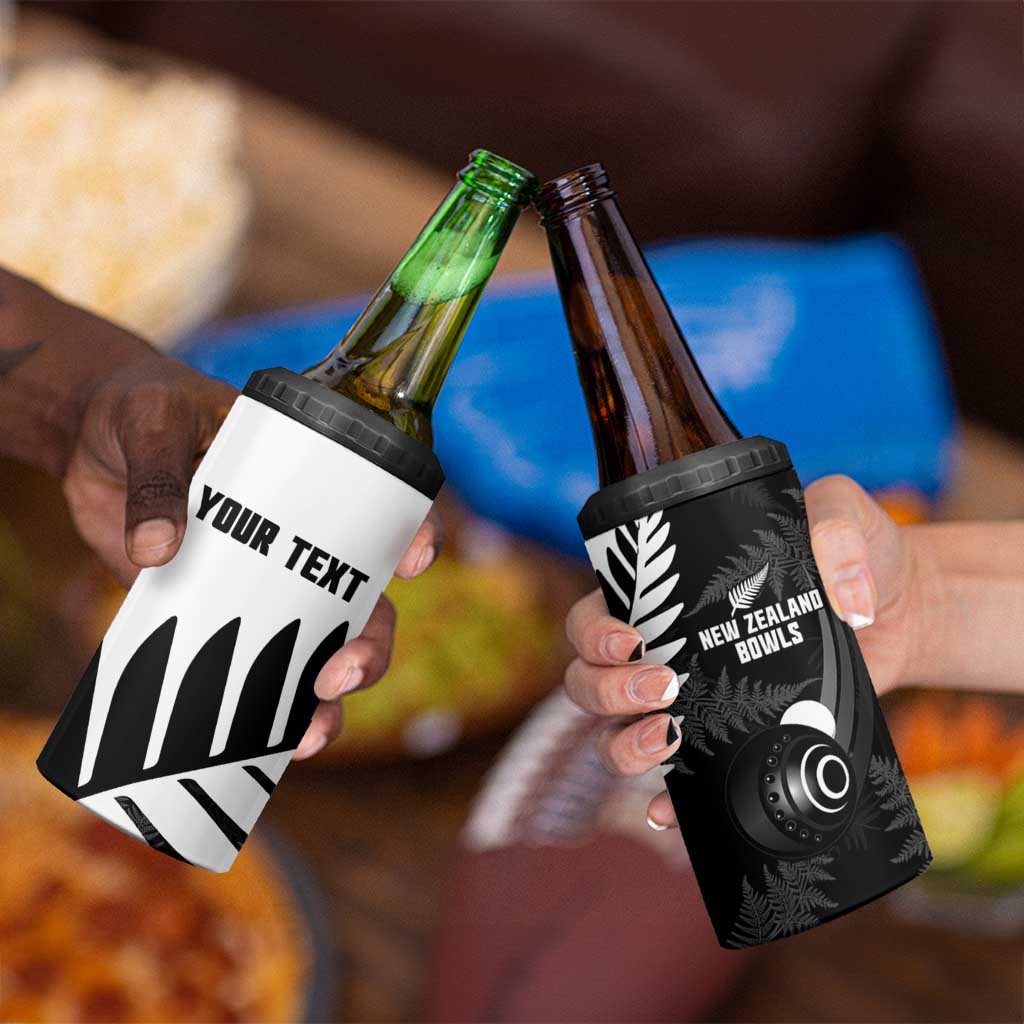 New Zealand Lawn Bowls Custom 4 in 1 Can Cooler Tumbler Aotearoa Silver Fern - Aussie Hoodie