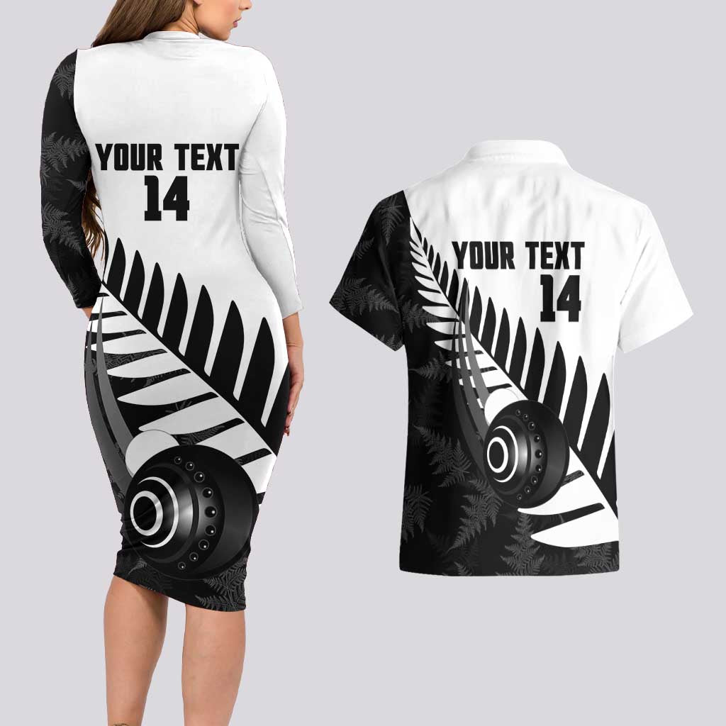 New Zealand Lawn Bowls Custom Couples Matching Long Sleeve Bodycon Dress and Hawaiian Shirt Aotearoa Silver Fern - Aussie Hoodie