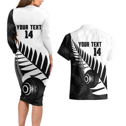 New Zealand Lawn Bowls Custom Couples Matching Long Sleeve Bodycon Dress and Hawaiian Shirt Aotearoa Silver Fern - Aussie Hoodie