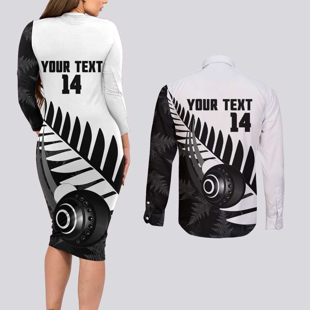 New Zealand Lawn Bowls Custom Couples Matching Long Sleeve Bodycon Dress and Long Sleeve Button Shirt Aotearoa Silver Fern - Aussie Hoodie