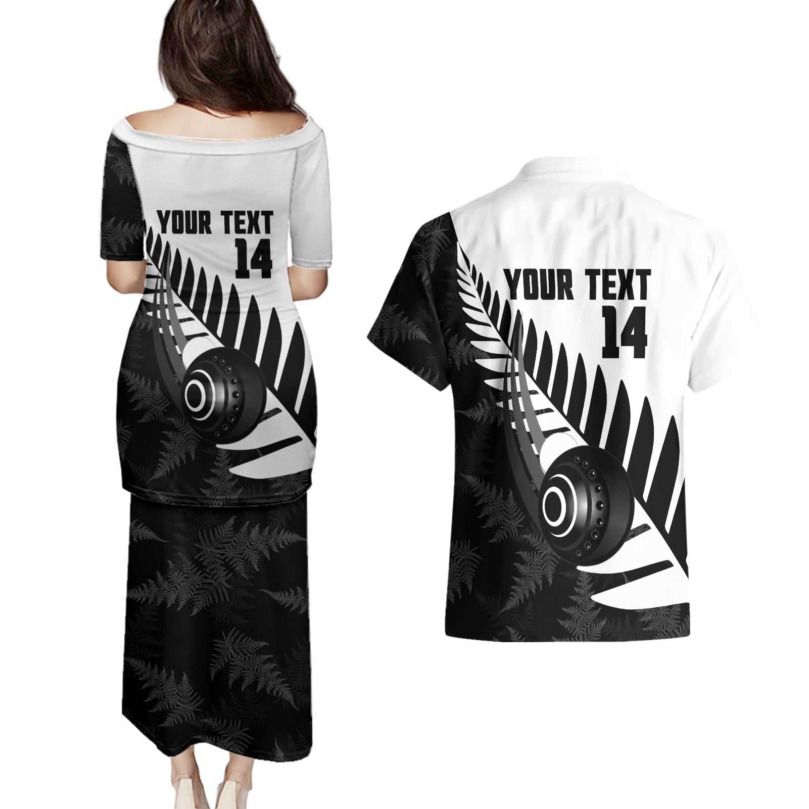 New Zealand Lawn Bowls Custom Couples Matching Puletasi and Hawaiian Shirt Aotearoa Silver Fern - Aussie Hoodie