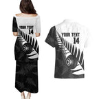New Zealand Lawn Bowls Custom Couples Matching Puletasi and Hawaiian Shirt Aotearoa Silver Fern - Aussie Hoodie